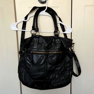 Black multi pocket slouchy bag putse